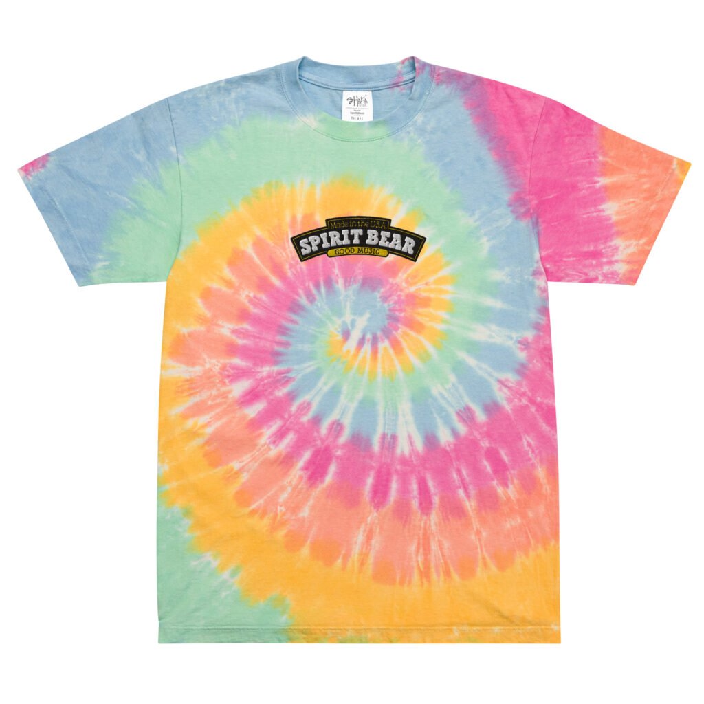 spirit bear "tie dye" logo band tee, rainbow
