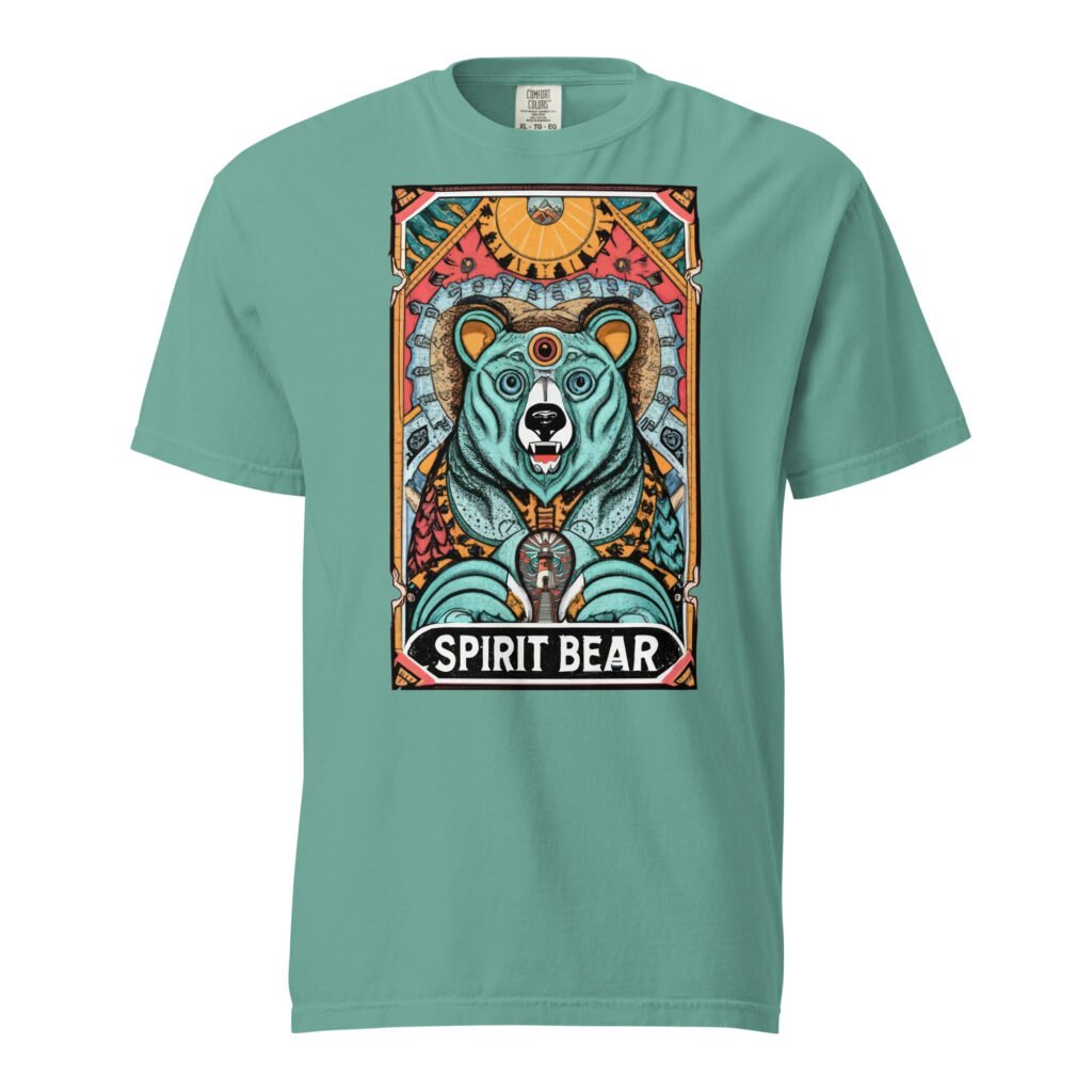 spirit bear "tarot bear" logo band tee, aqua